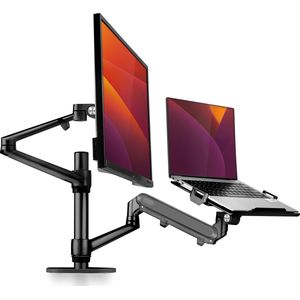AlberenzÂ® laptop monitor arm zwart met gasveer - Monitor Standaard - Laptop Standaard - Verstelbaar - Laptop Arm zwart - Gasveer