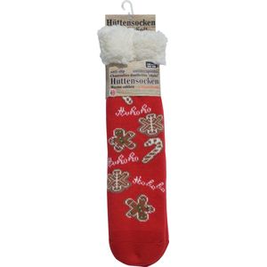 Kerst sokken - Happy Holidays - warme huttensocken mét anti slip - onze size - Gingerbread