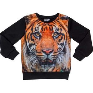 Zwarte sweater met tijger voor kinderen 128