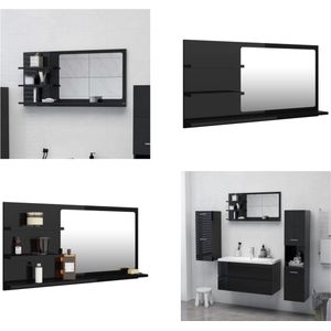 vidaXL Badkamerspiegel 90x10-5x45 cm spaanplaat hoogglans zwart - Spiegel - Spiegels - Badkamerspiegel - Badkamerspiegels