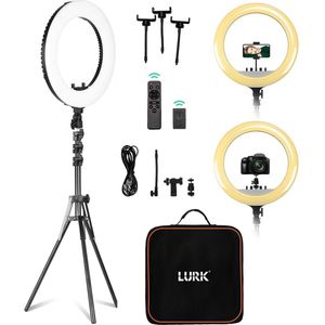 LURK® Ringlamp set PRO 18 inch - Verstelbaar statief & afstandsbediening | Selfie Ringlight voor Telefoon | Ring Light | Geschikt voor Iphone & Samsung