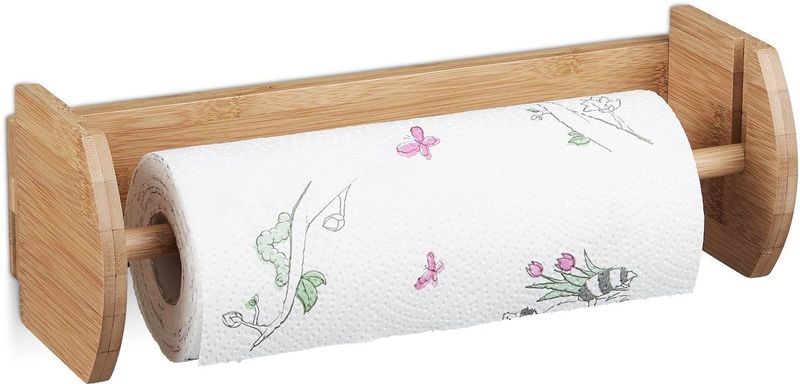 Relaxdays - Wandmodel - Keukenrolhouder - Bamboe - Voor Wandmontage