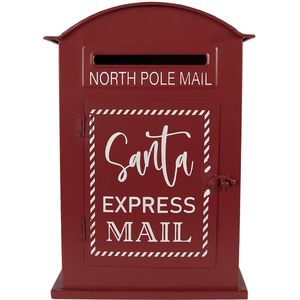 Clayre & Eef Kerstdecoratie Beeld Brievenbus 23x8x34 cm Rood Metaal