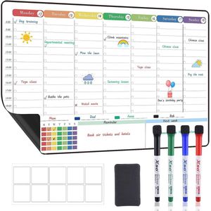 Magnetische weekplanner voor koelkast - Whiteboard gezinsplanner A3 met tijdvakken