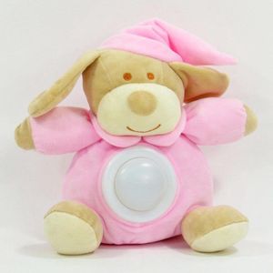 Baby knuffel ROZE - model HOND met nachtlampje - voor kinderen - LED nachtlamp op batterij - meerdere kleuren knuffels verkrijgbaar