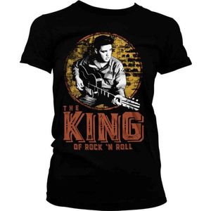 Elvis Presley Dames Tshirt -2XL- The King Of Rock 'n Roll Zwart