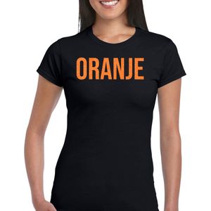 Bellatio Decorations Koningsdag shirt voor dames - oranje - zwart - glitters - feestkleding XS