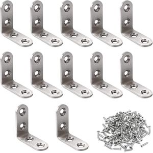 Hoekbeugel van roestvrij staal, haakse beugel, haakse beugels van 90 graden, 12 stuks 40x40mm hoekverbinder, hoekbeugels voor het bevestigen en repareren van meubels met schroeven