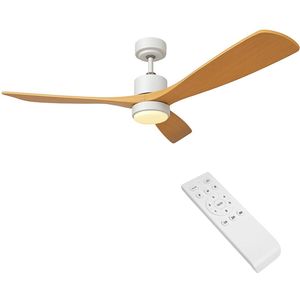 LED Plafondventilator | Hout + Wit | 18W | 1440 lumen | CCT - Kleurwissel | Niet dimbaar