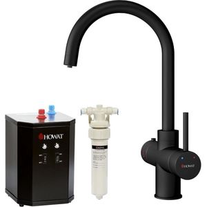 HOWAT 3 in 1 kokend water kraan incl. boiler ZWART - ROND