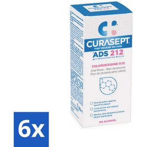 Curasept - Mondspoeling - 0,12% Chloorhexidine - Versterkt Tandvlees & Beschermt Tanden - 200 ml - Voordeelverpakking - 6 stuks
