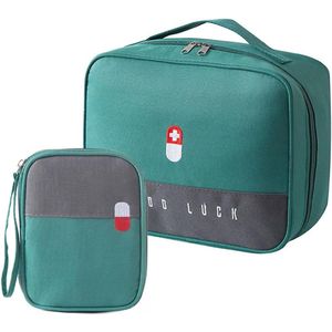 Medicine Bag - 2 Pcs Portable Medicine Bag - Travel Pharmacy Bag - Waterproof Medicine Storage Bag - Voor School - Reizen - Kamperen - Wandelen - Groen
