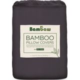 Bambaw 2x Bamboe Kussenslopen - Kussensloop 50x75 cm - Luxe Bamboe Beddengoed - Hypoallergeen Kussensloop - Houtskool