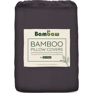 Bambaw 2x Bamboe Kussenslopen - Kussensloop 50x75 cm - Luxe Bamboe Beddengoed - Hypoallergeen Kussensloop - Houtskool