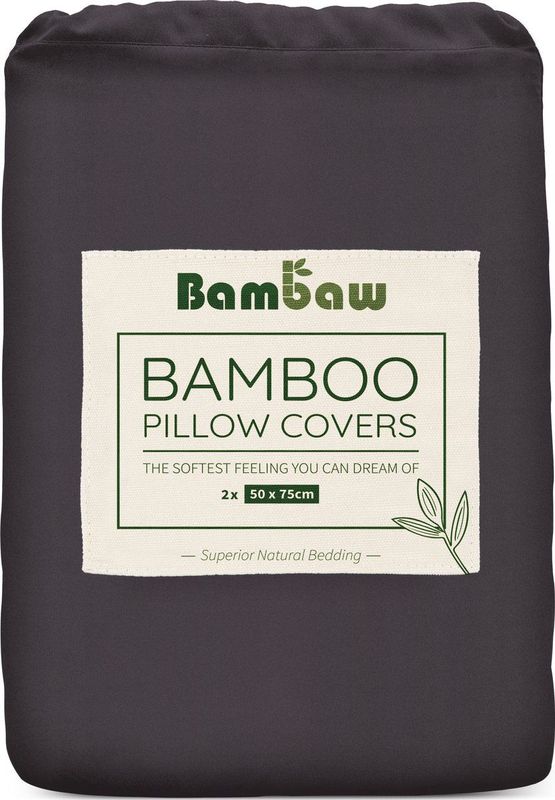 Bambaw 2x Bamboe Kussenslopen - Kussensloop 50x75 cm - Luxe Bamboe Beddengoed - Hypoallergeen Kussensloop - Houtskool