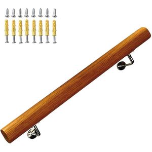 Houten Trapleuningen met Roestvrijstalen Beugels voor Binnen en Buiten