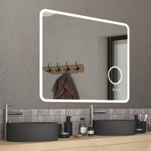 SENSEA - LED badkamerspiegel met verlichting 52W LOOKA- spiegellamp B.90 x H.70 cm - 3000k - 4000k - 5000k- met aanraakschakelaar en anti-condens - IP44