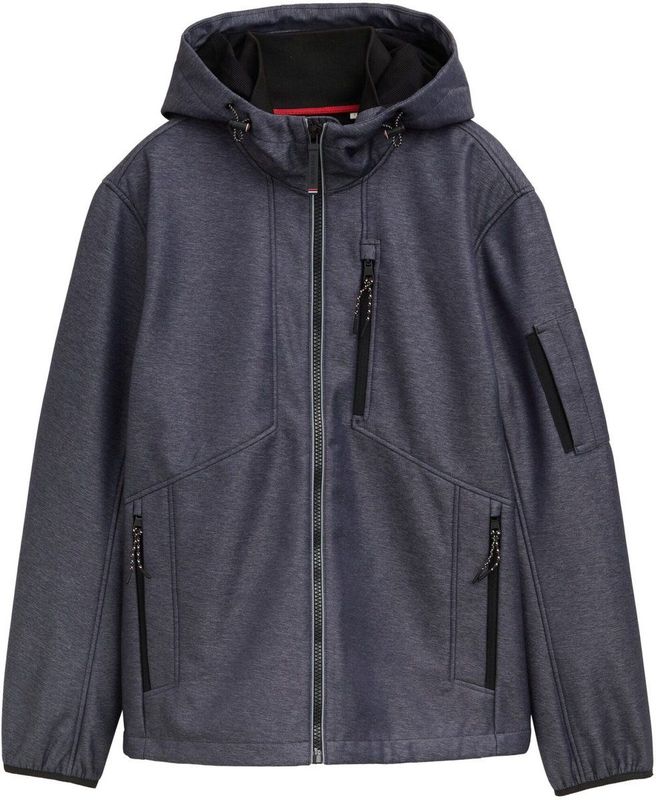 Tom Tailor - Softshell-jack - Blauw - Met Capuchon - 4 Ritszakken