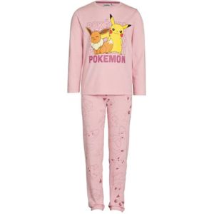 Pokemon pyjama - roze - eevee - pikachu - Pokémon pyama - kind- lange mouw - maat 110/116