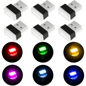 USB auto-sfeerverlichting - 6 stuks USB monochrome LED-auto-interieur sfeerverlichting - Plug-in 5V mini-binnenverlichting voor auto's/laptops/USB-aansluitingen - nachtverlichting en extra USB-stekkers decoratie