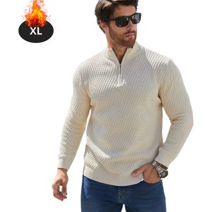 Nivard Quarter Zip Heren - Sweater - Sweaters - Hoodie - Warme Trui - Vest - Lang - Coltrui - Abrikoos - S