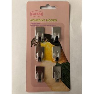 Plakhaakjes mini 6 delig - Plakhaakjes - Haakjes - Handdoek haakjes - Theedoek haakjes - Handig zonder te boren - Ophanghaakjes met dubbelzijdig tape -- 6 stuks - Mini.