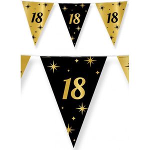 4x stuks leeftijd verjaardag feest vlaggetjes 18 jaar geworden zwart/goud 10 meter