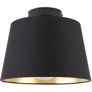 QAZQA Combi - Klassieke Plafondlamp met Kap - 1 Lichts - Ø 250 Mm - Zwart Goud