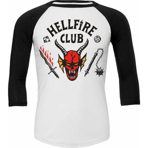 Stranger Things Raglan wit shirt – Hellfire Club maat XS