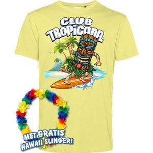 T-shirt Tiki Surfer | Toppers in Concert 2024 | Club Tropicana | Hawaii Shirt | Ibiza Kleding | Lichtgeel | maat S