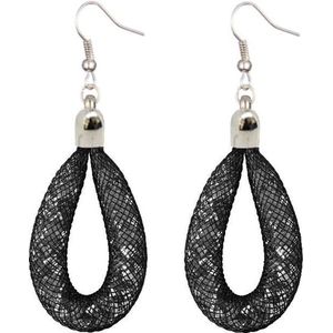 Fako Bijoux® - Oorbellen - Sterrenstof - Druppel - Mini - Zwart/Wit