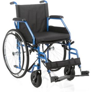 Opvouwbare rolstoel Plaza PL1 - Zitbreedte 45 cm - Met lekvrije PU banden - Inclusief gratis rolstoel zitkussen - Blauw