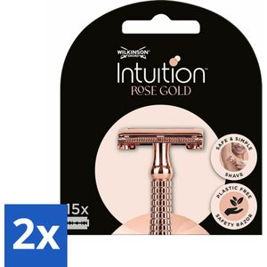 Wilkinson Intuition - Navulmesjes - Rose Gold Safety Razor - Luxe - 15 mesjes - Voordeelverpakking - 2 stuks
