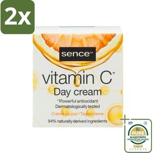 Sence - Vitamine C - Dagcrème - Stralende Huid - 50 ml - Voordeelverpakking - 2 stuks - Vitamine c crème - Stralende huid
