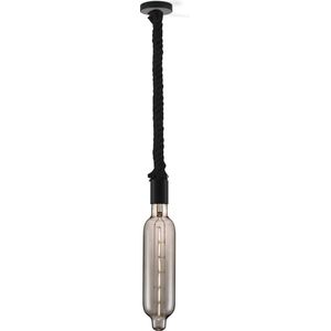 Home Sweet Home hanglamp zwart Leonardo Tube - hanglamp inclusief LED lamp G78 - dimbaar - pendel lengte 100 cm - inclusief E27 LED lamp - rook