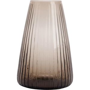 XLBoom Dim Stripe Large Vaas - Glas - Voor Binnen - Grijs - 19,5×19,5×30cm