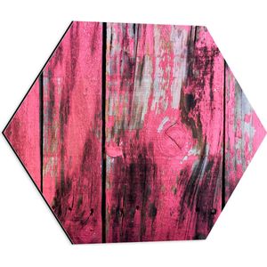 Dibond Hexagon - Roze Geverfde Schutting - 50x43.5 cm Foto op Hexagon (Met Ophangsysteem)