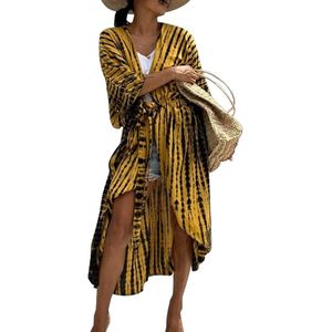 Lange Strandjurk voor Vrouwen - Zomerpareo - Maxi - Boho Kimono - Strandcardigan - Bloemen - Cover-up - Eenhuidsmaat
