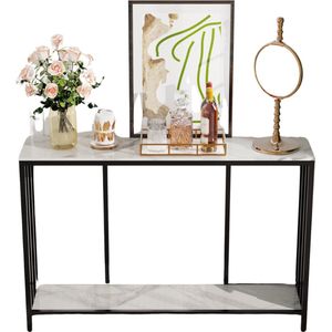 SureDeal® - Consoletafel - Huiskamer - Luxe - Wit Stenen Tafelblad - 120x30x78 cm - Bijzettafel - Wandtafel - Design - Gangkast - Kast