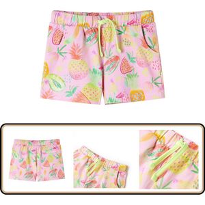 Zachtroze kindershort met trekkoord - Maat 128 Kindershorts - Kindershorts - Kinderkleding - Kinderkled