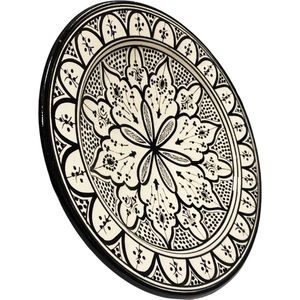 Marokkaans aardewerk zwart/wit schaal Saladeschaal - Fruitmand - Fruitschaal 35 cm
