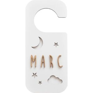 Deurhanger hout - babykamer - kinderkamer - maak je eigen deurhanger - wit met houten letters - Vintiun