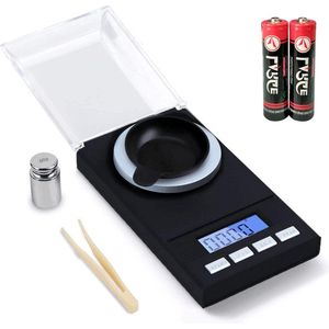 Weegschaal - Personenweegschaal Precieze digitale milligramweegschaal 50 g x 0001 g met tas pincet kalibratiegewicht - professioneel zakformaat