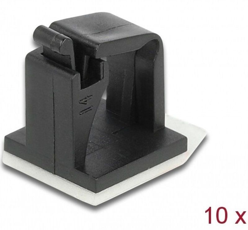Delock - Kabelhouder - Zwart - Zelfklevende - 10 Stuks