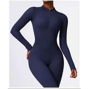 RIBBY ZIP LS JUMPSUIT - Maat M - Donkerblauw - Blauw - Navy Blue - Darkblue