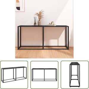 The Living Store Wandtafel 160x35x75,5 cm gehard glas zwartmarmerkleurig - Wandtafel - Bijzettafel - Salontafel - Designmeubel - Industriële Stijl