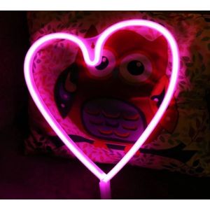 Groenovatie LED Neon Wandlamp '""Hart"" - Op Batterijen en USB - 38x30x2cm - Roze