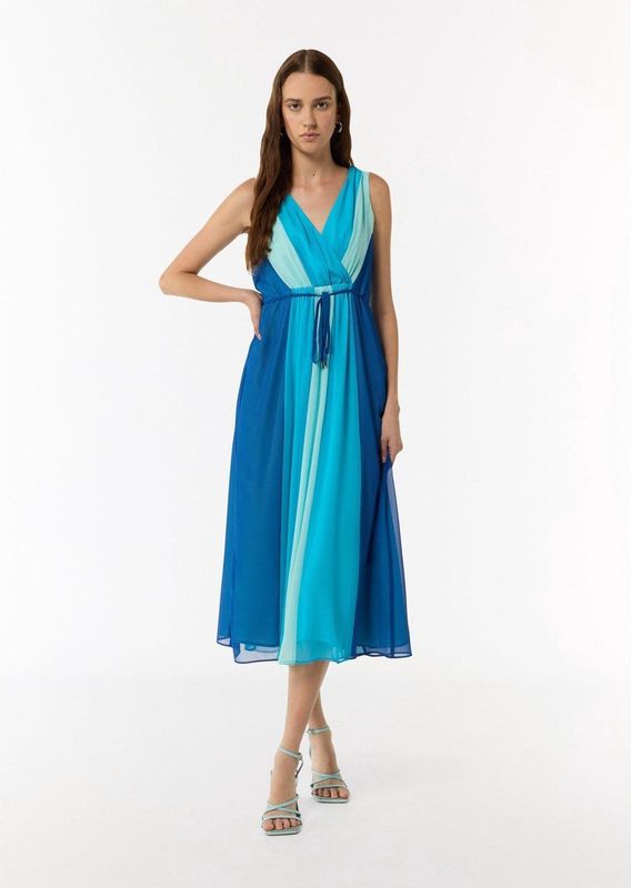 comma - Midi-jurk - Zwart - Chiffon