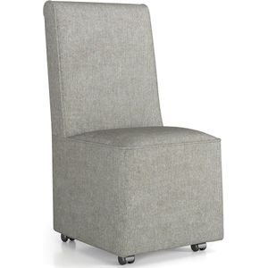 Eetkamerstoel, gestoffeerde stoel, accentstoel, keukenstoel, met weerstandswielen en afneembare overtrek, 47 x 60,5 x 98 cm, grijs