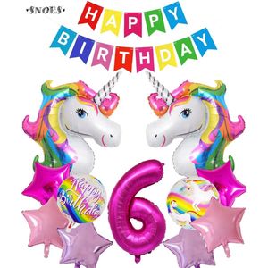Snoes Helium Ballonnen Set 6 Jaar - Verjaardag Versiering - Folieballonnen - Happy Birthday Slinger